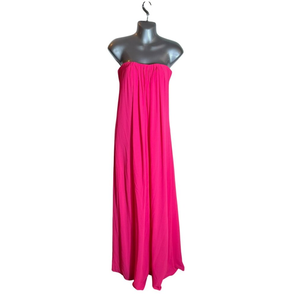 Nicole Miller Strapless Cutout Hot Pink Maxi Dress, NWOT, US 4